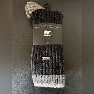 Sorel Black and Gray Women's Crew Socks